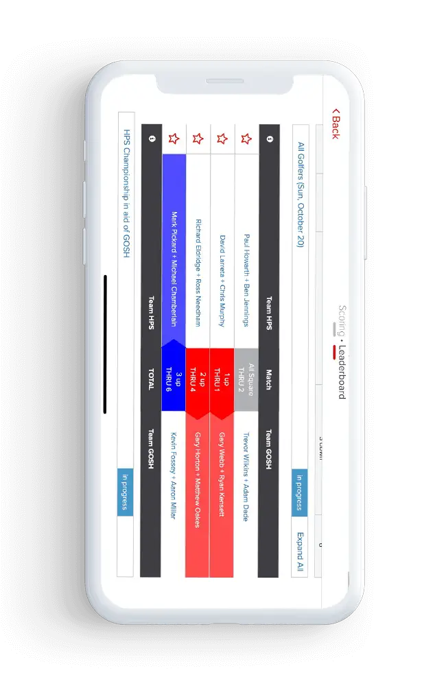 golf app handicap in action standings